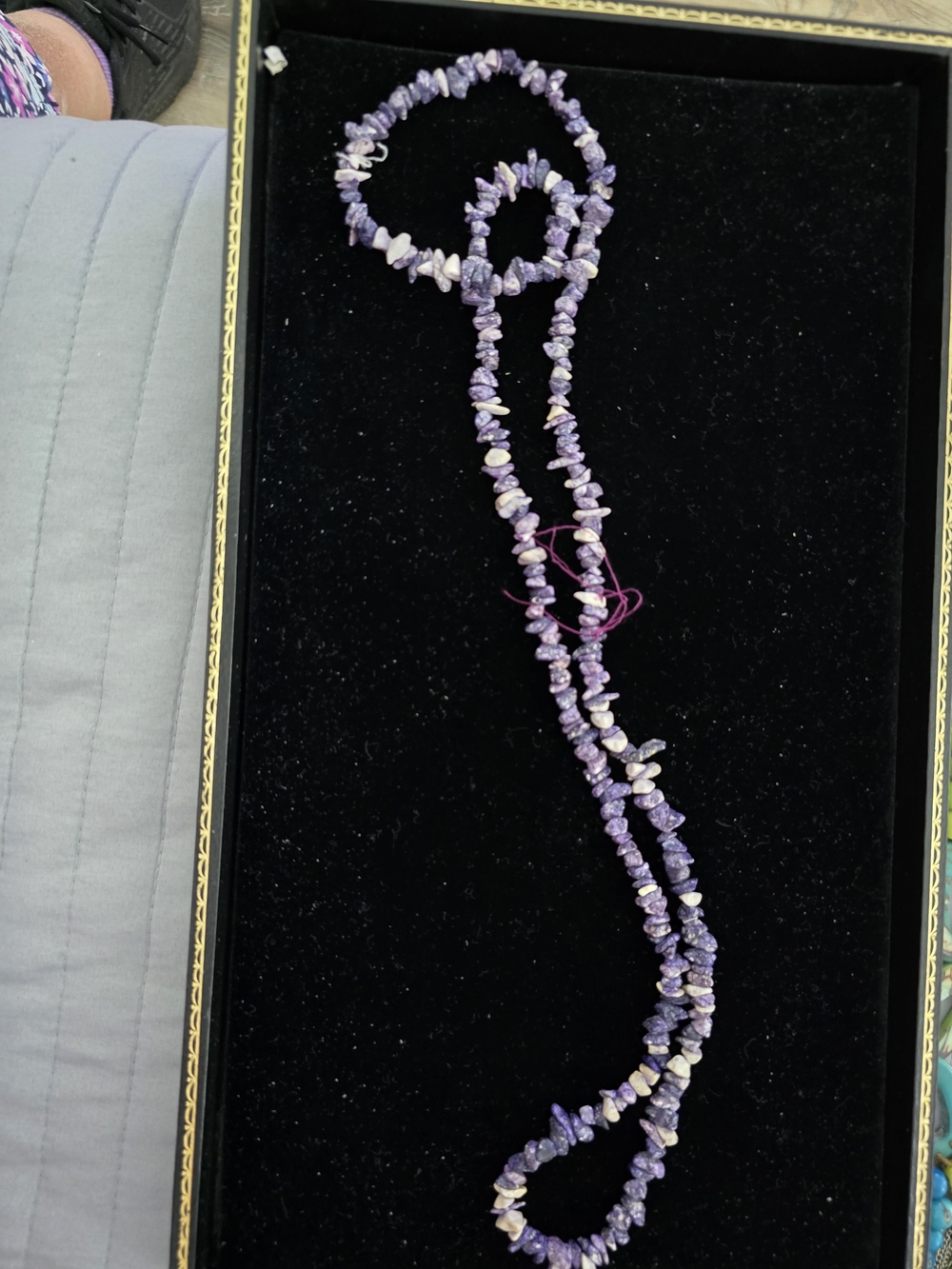 Purple Chip Bead Necklace -Amethyst
